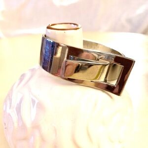 Silver Geometric Bangle Bracelet